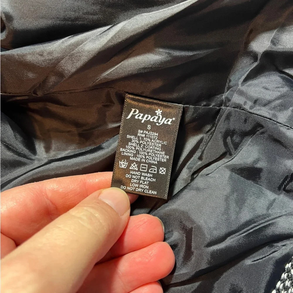 Papaya Moto Jacket Tweed & Faux Leather Women's Small Cropped Women's Small - Picture 4 of 9